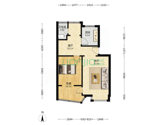 沙湾路164号 1室2厅1卫 48平方