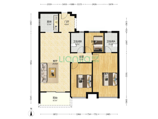 均安尚苑 3室1厅2卫 114平方