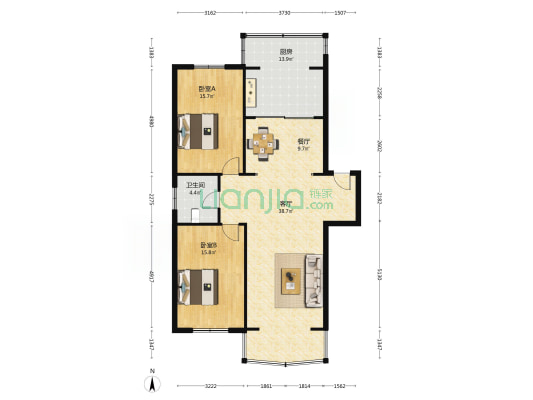 步云家园 2室2厅1卫 116平方