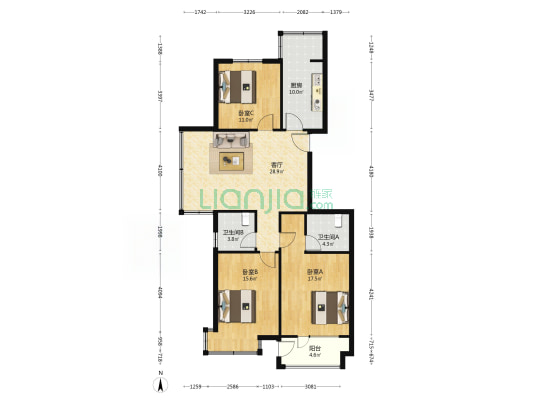 山水名园领海阁 3室1厅2卫 120平方