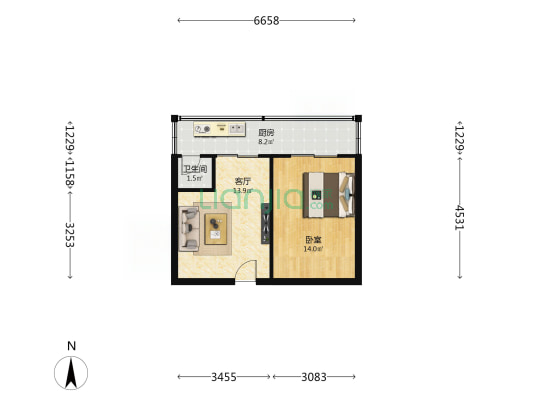 君平街89号 1室1厅1卫 38平方