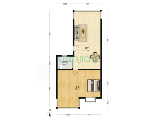 平安花园一期 1室1厅1卫 84平方