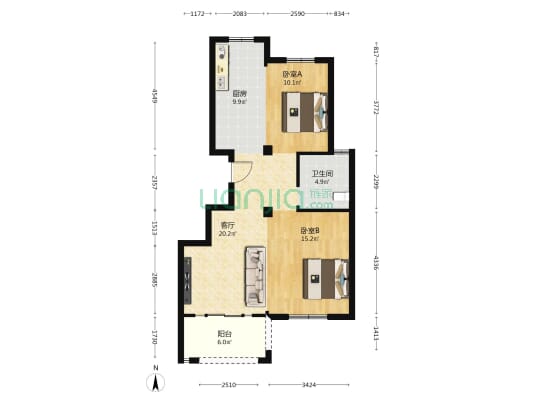 润泽小区 2室1厅1卫 85平方
