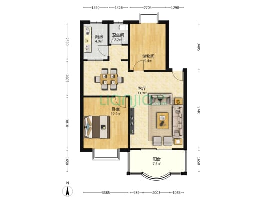 中星苑 1室1厅1卫 85平方