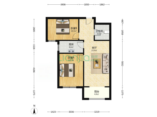 房本满二，全阳采光，小区环境优良，人车分流-户型图