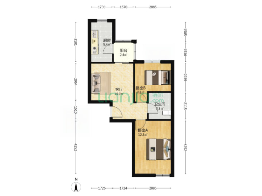 华亭里(河东区) 2室1厅1卫 60平方