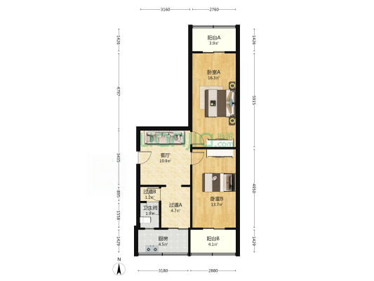 清溪东路7号 2室1厅1卫 62平方