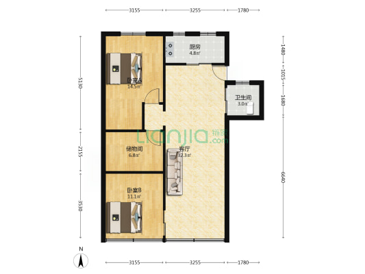 燎原路1号 2室1厅1卫 120平方