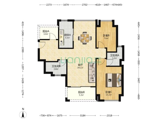 惠阳雅居乐花园五期 2室1厅2卫 99平方