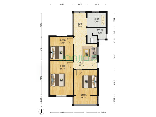 小天东巷21号 3室2厅1卫 71平方