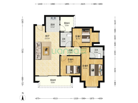 启迪协信重庆科技城云峰 3室1厅2卫 98平方