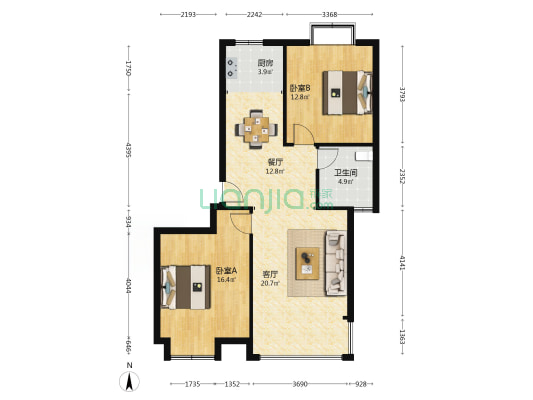 东疆雅苑 2室2厅1卫 112平方