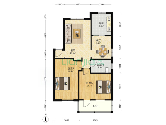 新传路435号 2室2厅1卫 85平方