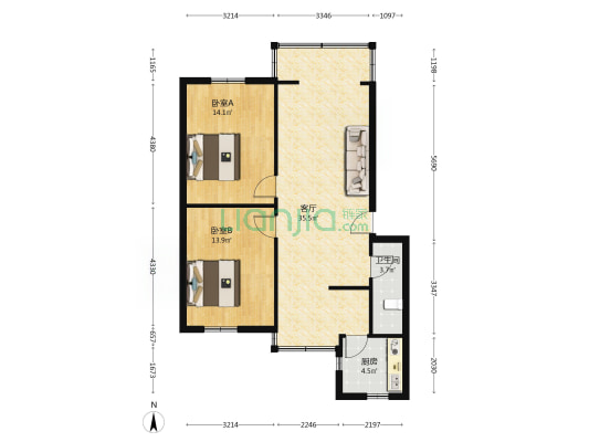 洗甲巷小区 2室1厅1卫 82平方