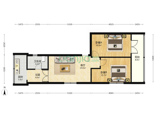 陕西省行政学院家属院 2室1厅1卫 78平方