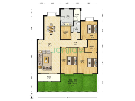 梅桂苑 3室1厅1卫 146平方
