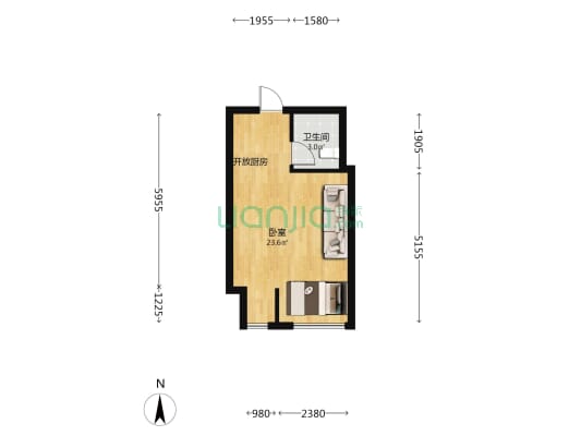 罗马国际公寓 1室0厅1卫 42平方
