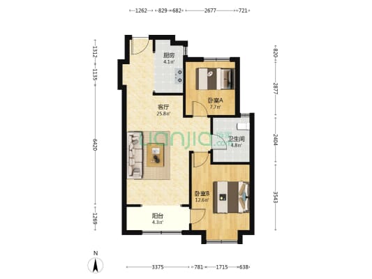 新绎·固安来康郡 2室1厅1卫 81平方