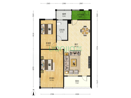 东平路 2室1厅1卫 96平方
