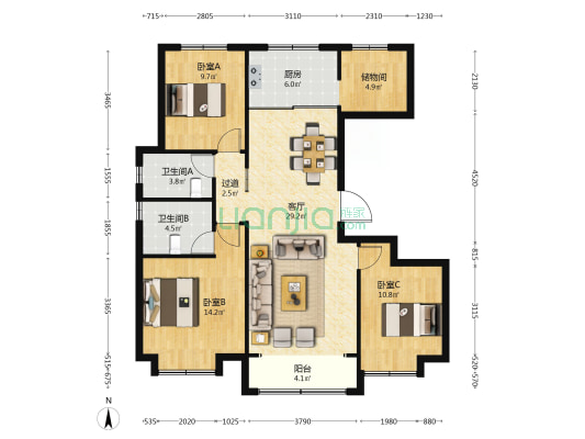 御府雅居 3室1厅2卫 127平方