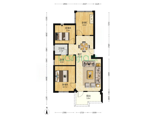东兴二路 4室1厅1卫 76平方