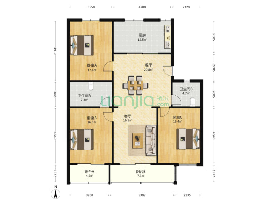 昌平小区 3室2厅2卫 138平方