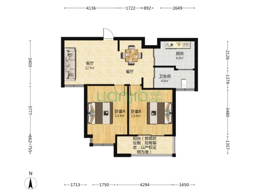 美景豪庭西区 2室2厅1卫 86平方