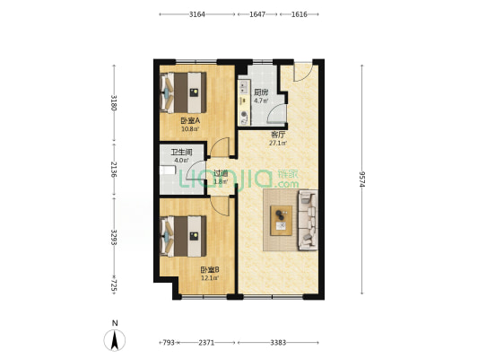 德泰金悦家园 2室1厅1卫 83平方