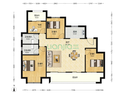 中梁·知贤悦庭 4室1厅2卫 127平方