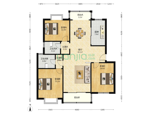 新乐新村 3室1厅2卫 134平方