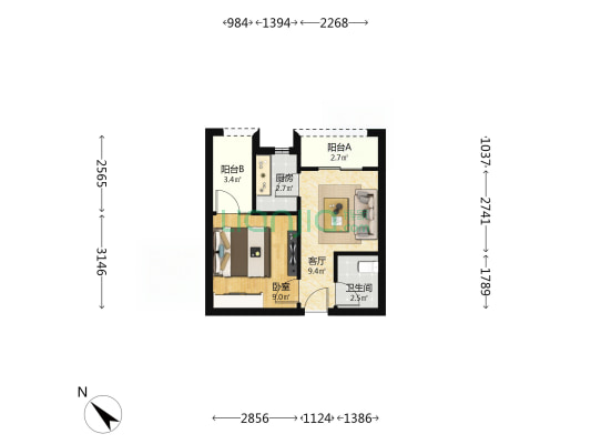 福泉中心 1室1厅1卫 42平方