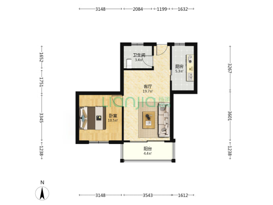 大兜路 1室1厅1卫 54平方