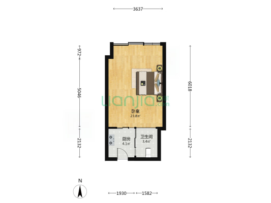 都市公社 1室0厅1卫 50平方