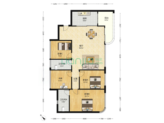 观宸云幕A区 4室1厅2卫 143平方
