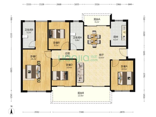 碧桂园天熹花园 4室1厅2卫 143平方