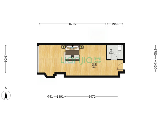一城精英 1室0厅1卫 50平方