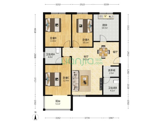 和顺乐居 3室1厅3卫 126平方