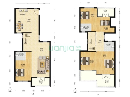 御景苑 5室2厅3卫 222平方