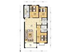 华阳路 电梯房大三居  户型方正 三居室两卫-涿州北京理想城户型图
