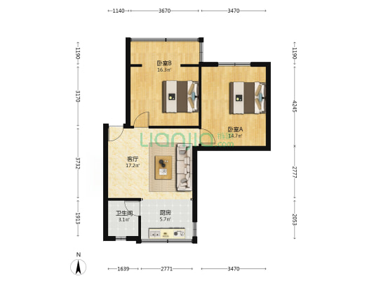 积步街9号 2室1厅1卫 62平方