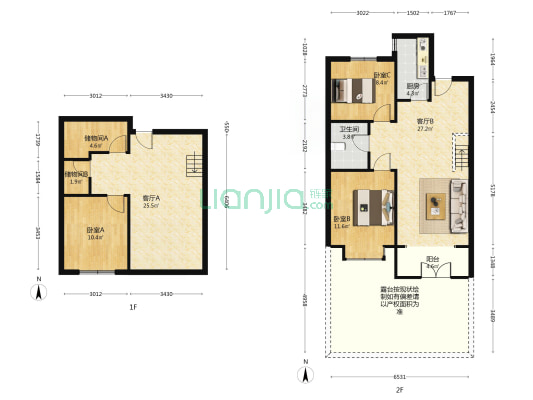香邑溪谷悦都小区 3室2厅 南 北-户型图