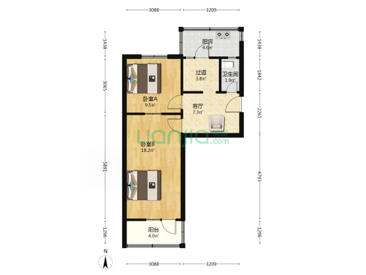 铁英街4号 2室1厅1卫 55平方