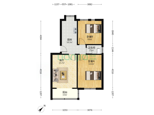 三眼桥路73-77号 2室1厅1卫 65平方