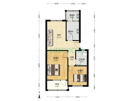 东工都市家苑北院 2室1厅1卫 68平方