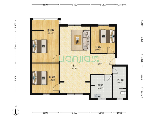 外南街182号 3室1厅1卫 111平方