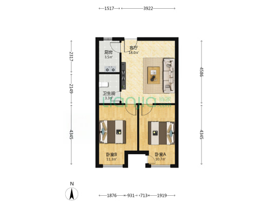 博雅盛世C区 2室1厅1卫 77平方