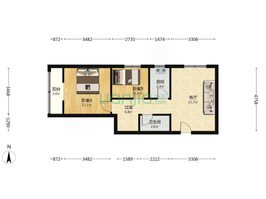 华丹智慧园 2室1厅1卫 72平方