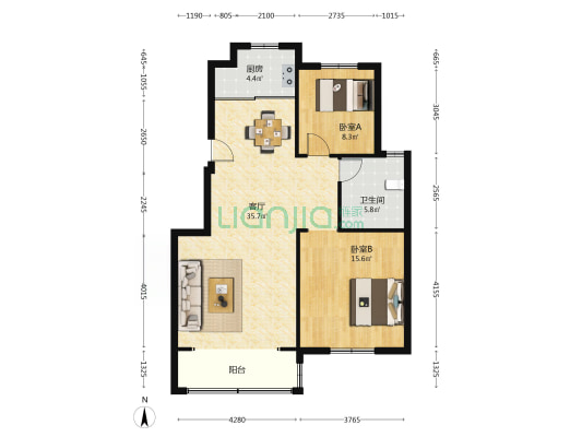 和鑫花园三村 2室1厅1卫 103平方