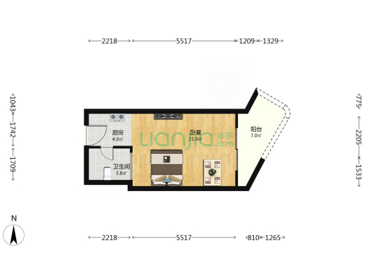 天艺国际酒店 1室0厅1卫 50平方