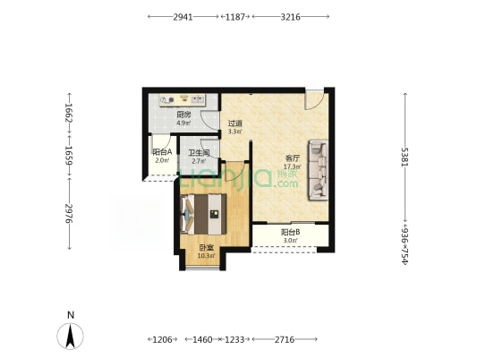 瑞璟阅湾 1室1厅1卫 54平方